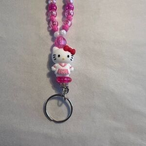 Hello Kitty Pink Beaded Necklace Lanyard with Charm